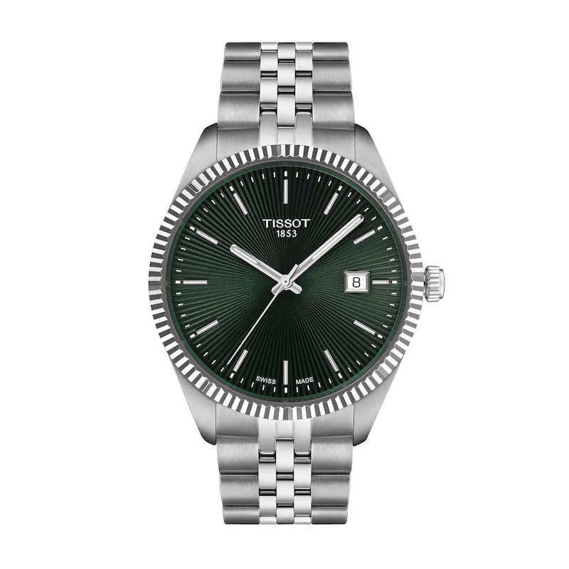 Main Image 1 of Men's Tissot Ballade Analog Watch with Green Dial and Stainless Steel Bracelet (Model: T1564101109100)