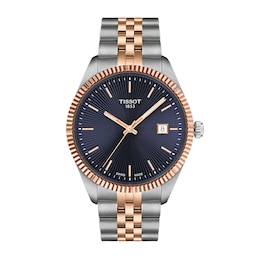 Men's Tissot Ballade Analog Watch with Blue Dial and Two-Tone Stainless Steel Bracelet (Model: T1564102204100)