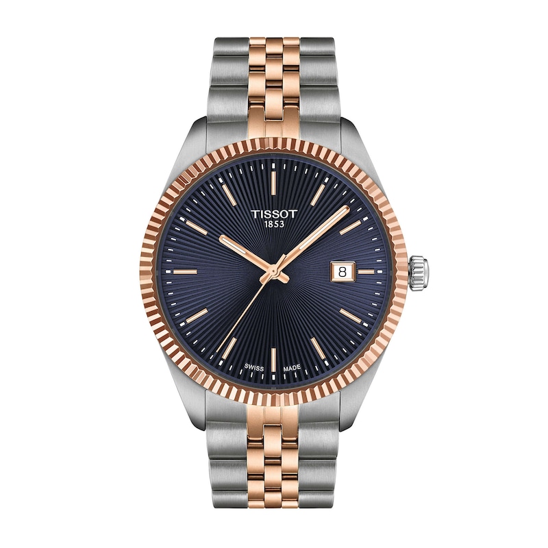 Main Image 1 of Men's Tissot Ballade Analog Watch with Blue Dial and Two-Tone Stainless Steel Bracelet (Model: T1564102204100)