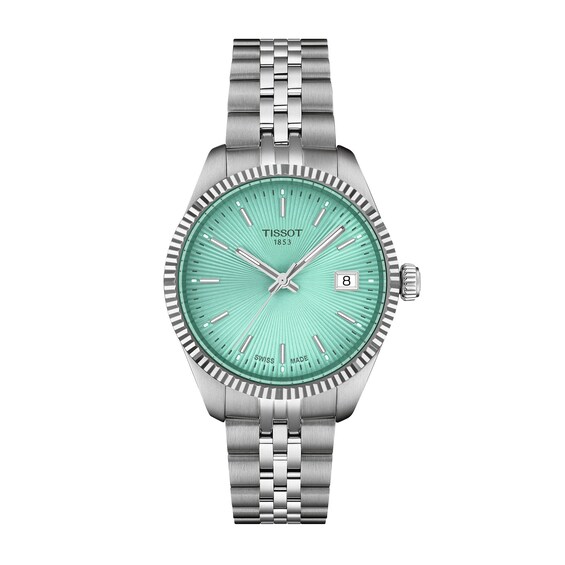 Ladies' Tissot Ballade Analog Watch with Light Green Dial and Stainless Steel Bracelet (Model: T1562101109100)