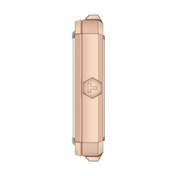 Ladies' Tissot SRV Watch in Rose Gold-Tone PVD with Mother-of-Pearl Dial and Black Leather Strap (Model: T1601103611300)