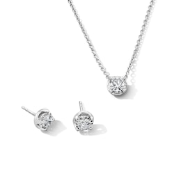 1 CT. T.W. Certified Lab-Grown Diamond Solitaire Pendant and Stud Earrings Set in Sterling Silver (F/VS2)
