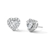Thumbnail Image 1 of 1 CT. T.W. Certified Heart-Shaped Lab-Grown Diamond Frame Stud Earrings in Sterling Silver (F/VS2)