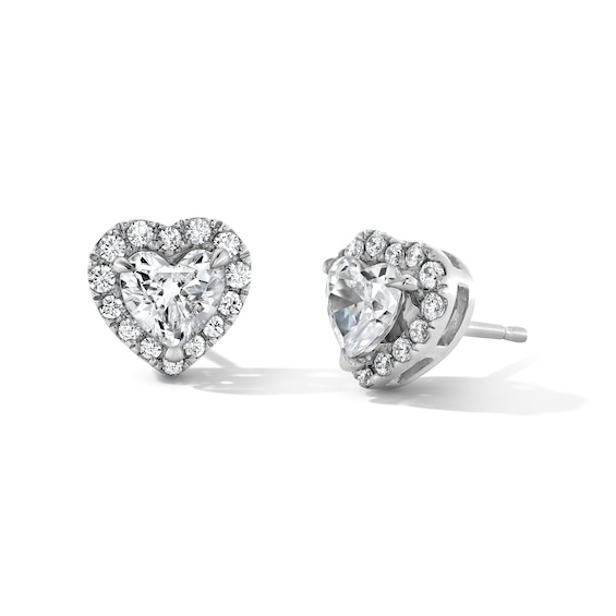 1 CT. T.w. Certified Heart-Shaped Lab-Grown Diamond Frame Stud Earrings in Sterling Silver (F/Vs2)