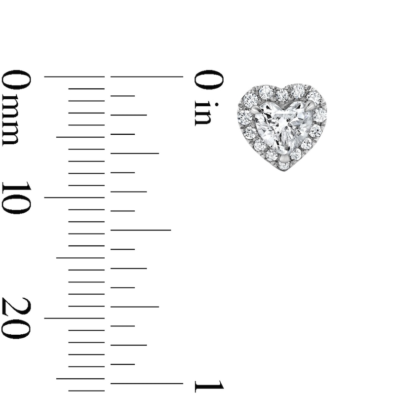 Main Image 2 of 1 CT. T.W. Certified Heart-Shaped Lab-Grown Diamond Frame Stud Earrings in Sterling Silver (F/VS2)