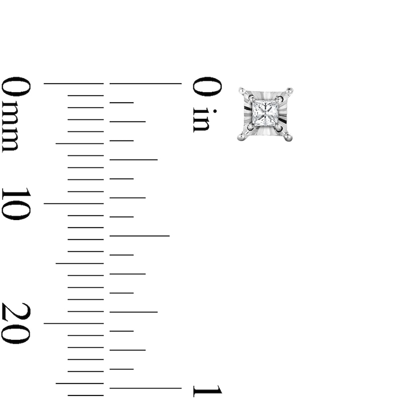Main Image 2 of 1/4 CT. T.W. Certified Princess-Cut Lab-Grown Diamond Solitaire Stud Earrings in Sterling Silver (F/VS2)