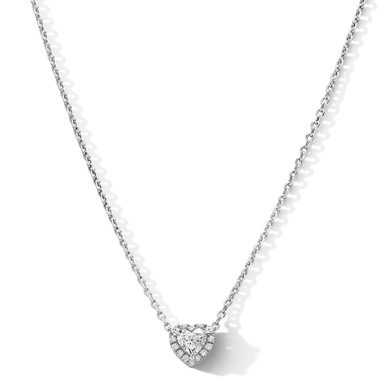 1/2 CT. T.w. Certified Heart -Shaped Lab-Grown Diamond Frame Necklace in Sterling Silver (F/Vs2)