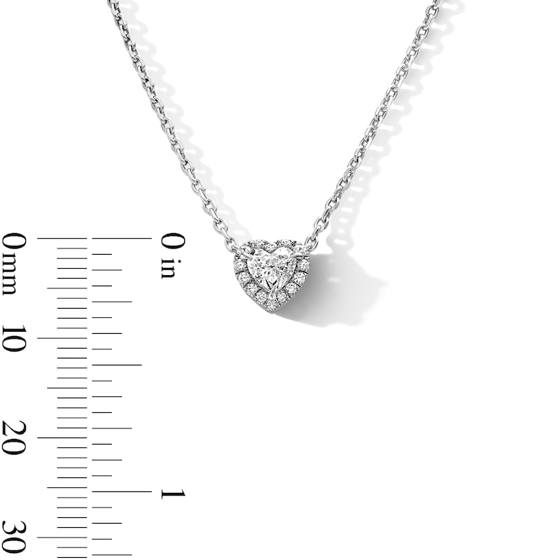 Main Image 2 of 1/2 CT. T.W. Certified Heart -Shaped Lab-Grown Diamond Frame Necklace in Sterling Silver (F/VS2)