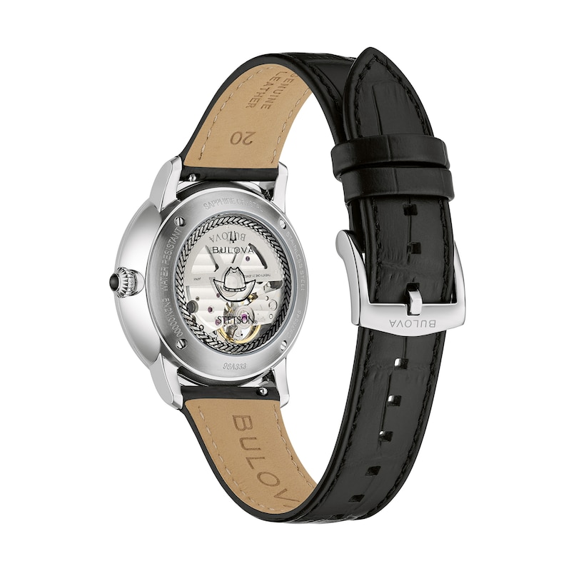 Main Image 3 of Men's Bulova x Stetson Bison Automatic Watch with Medallion Dial and Black Leather Strap (Model: 96A333)