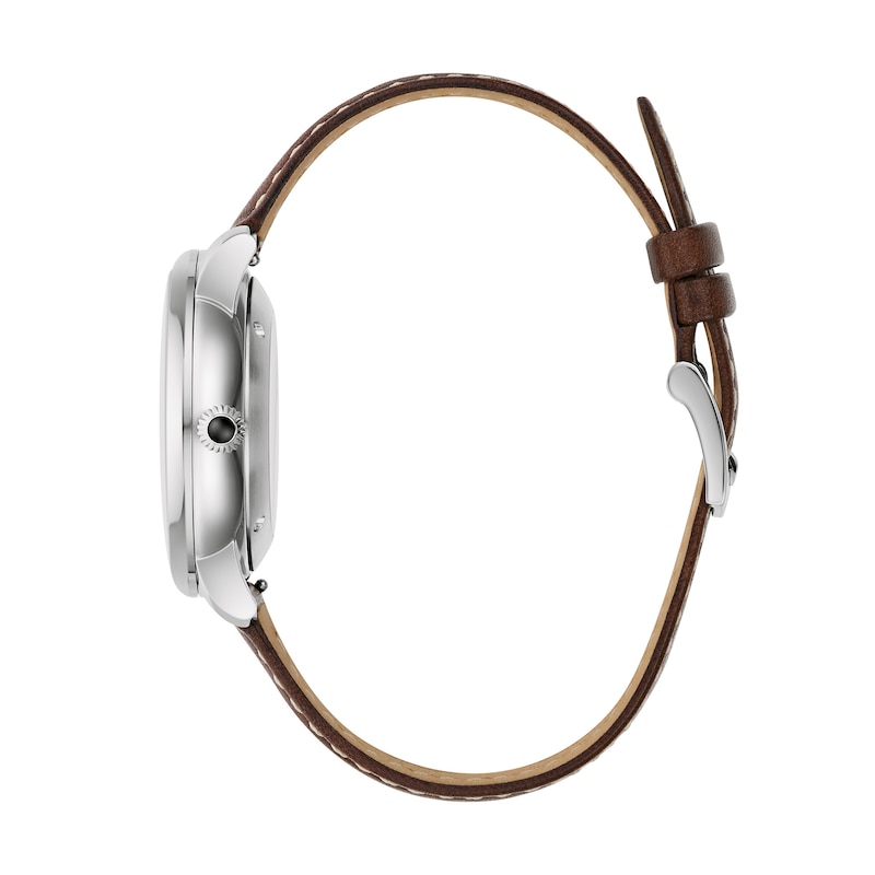 Main Image 2 of Men's Bulova x Stetson Longhorn Automatic Watch with Black Dial and Brown Leather Strap (Model: 96A334)