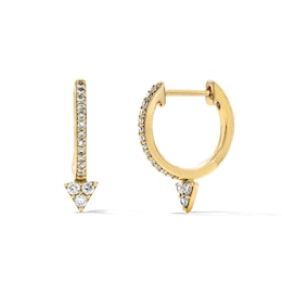 1/5 CT. T.W. Diamond Triangle Drop Hoop Earrings in 10K Gold