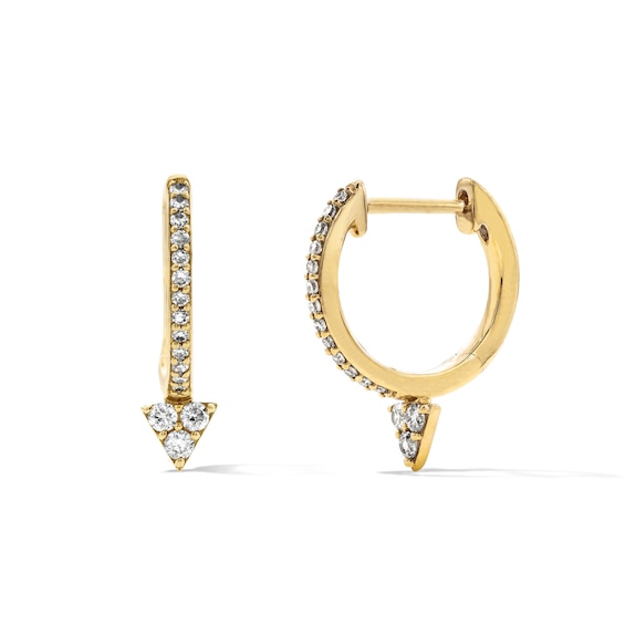 1/5 CT. T.w. Diamond Triangle Drop Hoop Earrings in 10K Gold