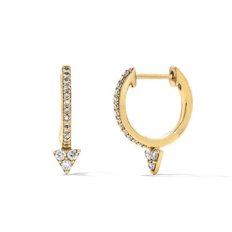 Main Image 1 of 1/5 CT. T.W. Diamond Triangle Drop Hoop Earrings in 10K Gold