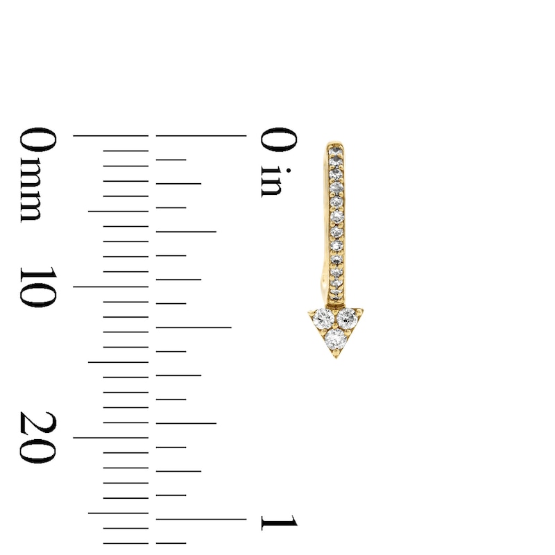 Main Image 2 of 1/5 CT. T.W. Diamond Triangle Drop Hoop Earrings in 10K Gold
