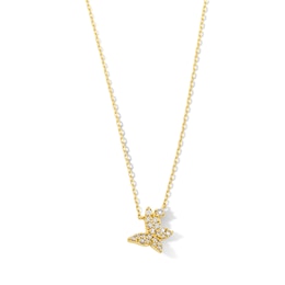 1/8 CT. T.W. Diamond Tilted Butterfly Necklace in 10K Gold 18”
