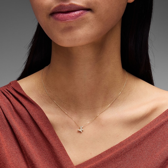 1/8 CT. T.w. Diamond Tilted Butterfly Necklace in 10K Gold 18”