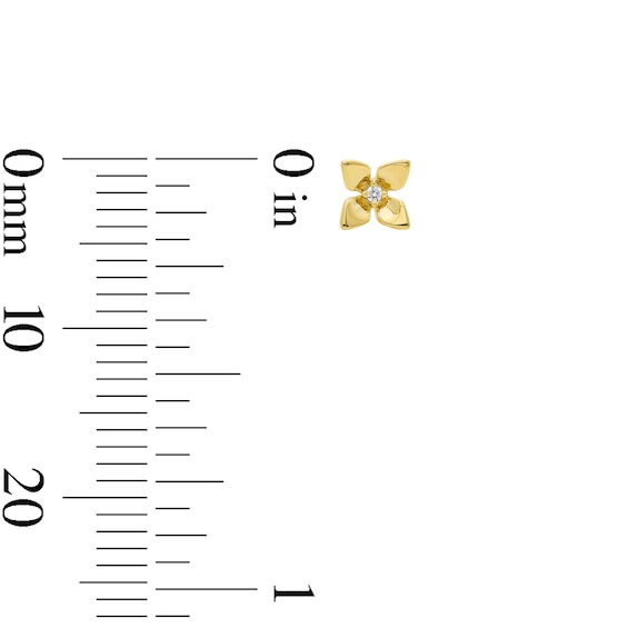 Flower Mini Stud Earrings with Diamond Accents in 10K Gold