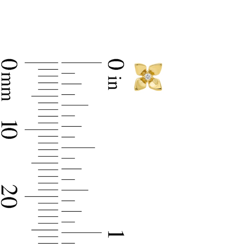 Main Image 2 of Flower Mini Stud Earrings with Diamond Accents in 10K Gold