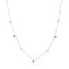 Thumbnail Image 1 of Emerald and 1/15 CT. T.W. Diamond Station Necklace in 10K Gold - 18"