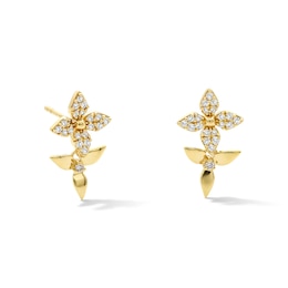 1/5 CT. T.W. Diamond Double Flower Drop Earrings in 10K Gold