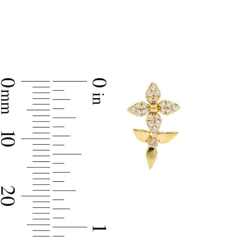 Main Image 2 of 1/5 CT. T.W. Diamond Double Flower Drop Earrings in 10K Gold