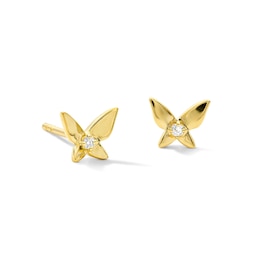 Butterfly Mini Stud Earrings with Diamond Accents in 10K Gold