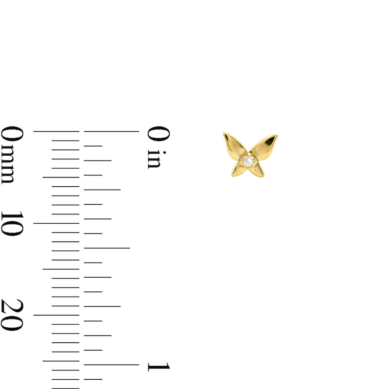 Main Image 2 of Butterfly Mini Stud Earrings with Diamond Accents in 10K Gold