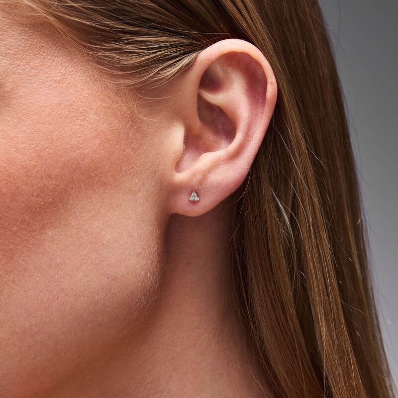 Main Image 2 of 1/10 CT. T.W. Diamond Triangle Stud Earrings in 10K Gold