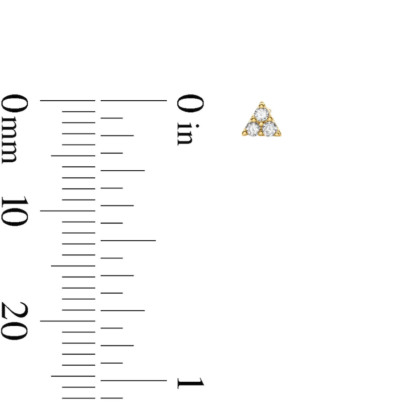 Main Image 3 of 1/10 CT. T.W. Diamond Triangle Stud Earrings in 10K Gold