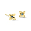 Thumbnail Image 1 of Blue Sapphire Flower Mini Stud Earrings in 10K Gold