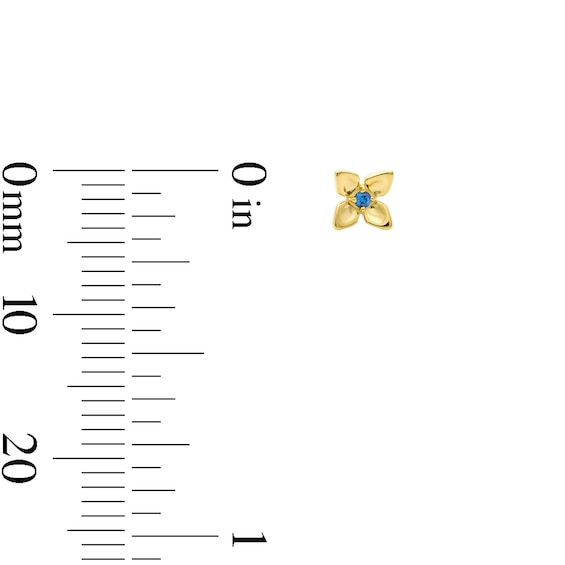 Blue Sapphire Flower Mini Stud Earrings in 10K Gold