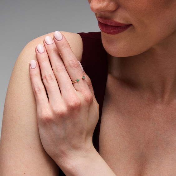 Emerald Trios Open Ring in 10K Gold