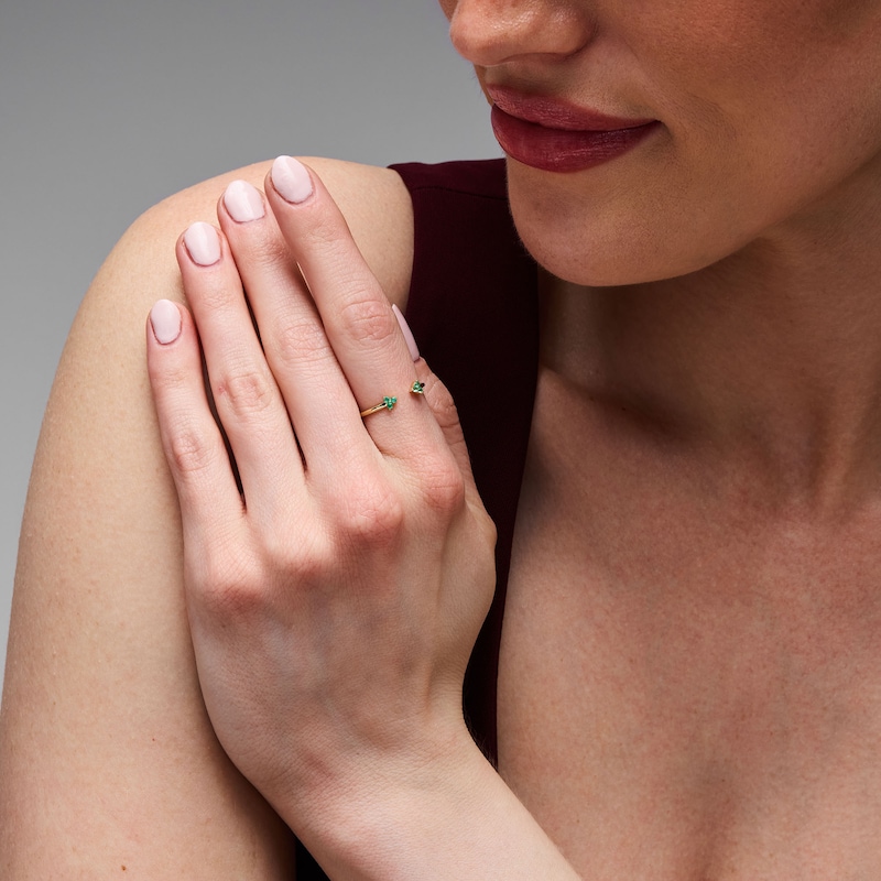 Main Image 2 of Emerald Trios Open Ring in 10K Gold