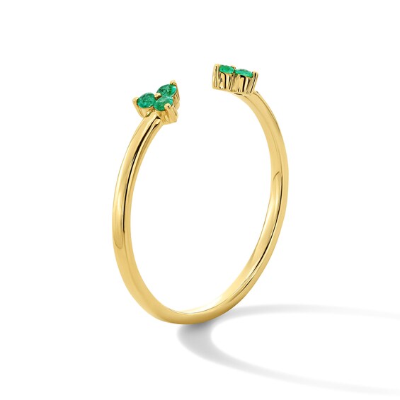 Emerald Trios Open Ring in 10K Gold