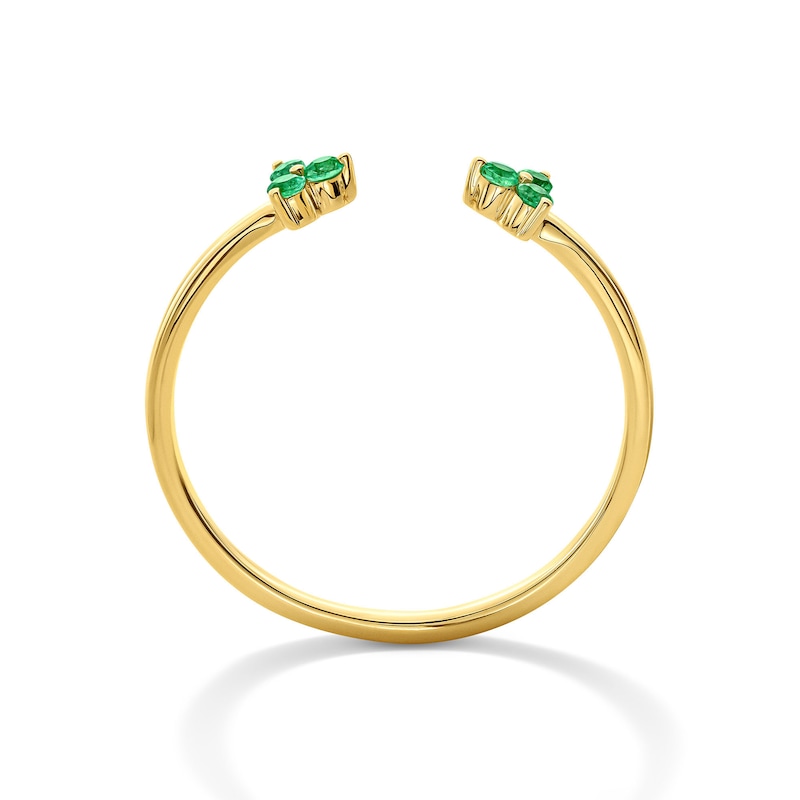 Main Image 5 of Emerald Trios Open Ring in 10K Gold