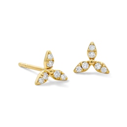 1/10 CT. T.W. Diamond Petal Mini Stud Earrings in 10K Gold