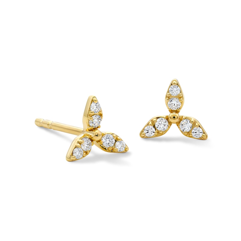 Main Image 1 of 1/10 CT. T.W. Diamond Petal Mini Stud Earrings in 10K Gold