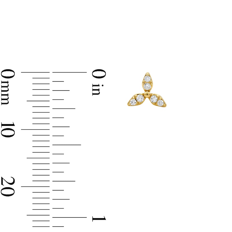 Main Image 2 of 1/10 CT. T.W. Diamond Petal Mini Stud Earrings in 10K Gold