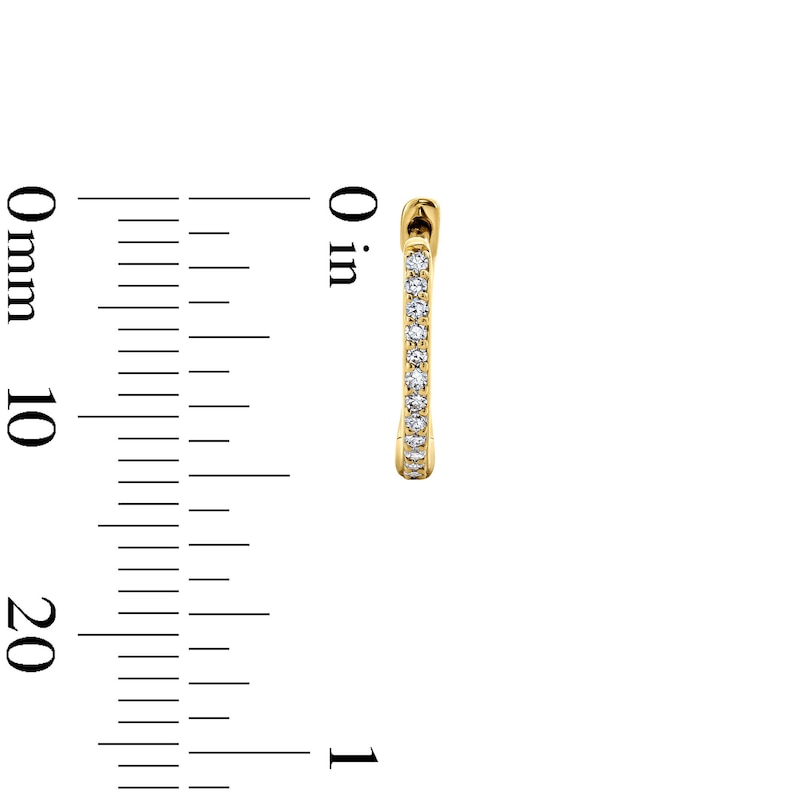 Main Image 3 of 1/10 CT. T.W. Diamond Hoop Earrings in 10K Gold