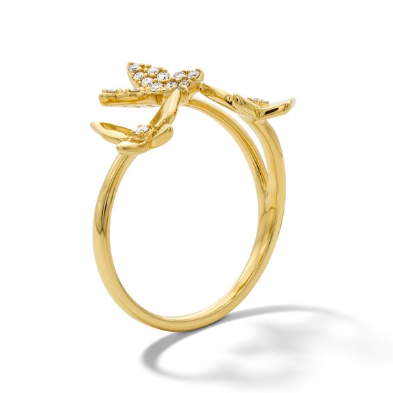 1/8 CT. T.w. Diamond Butterfly Trio Ring in 10K Gold