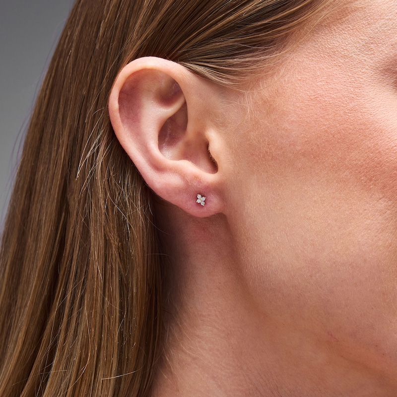 Main Image 2 of 1/10 CT. T.W. Diamond Star Stud Earrings in 10K Gold
