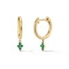 Thumbnail Image 1 of Emerald Quartet Drop Hoop Earrings in 10K Gold