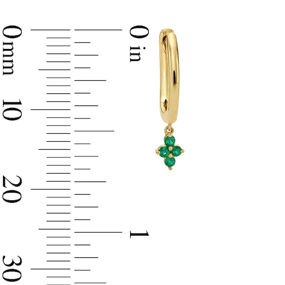 Emerald Quartet Drop Hoop Earrings in 10K Gold