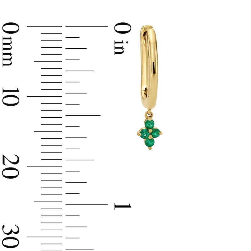 Main Image 3 of Emerald Quartet Drop Hoop Earrings in 10K Gold
