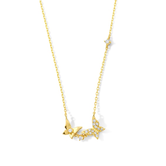 1/10 CT. T.w. Diamond Butterfly Necklace in 10K Gold - 18”