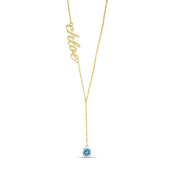 Birthstone Nameplate Drop Necklace