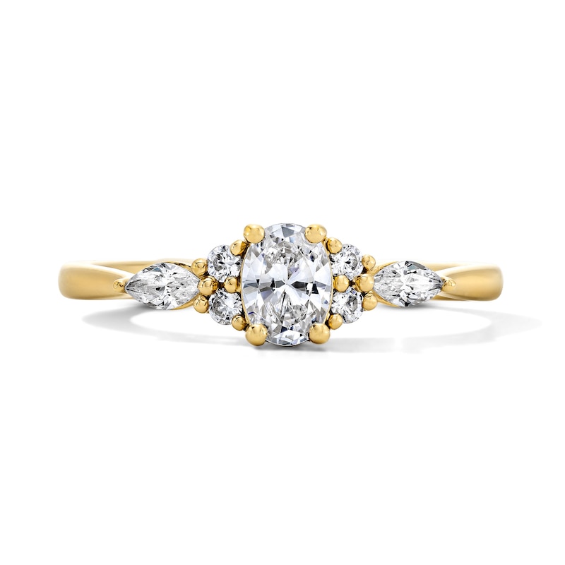 Main Image 1 of 1/2 CT. T.W. Oval Lab-Grown Diamond Engagement Ring in 10K Gold (F/VS2)