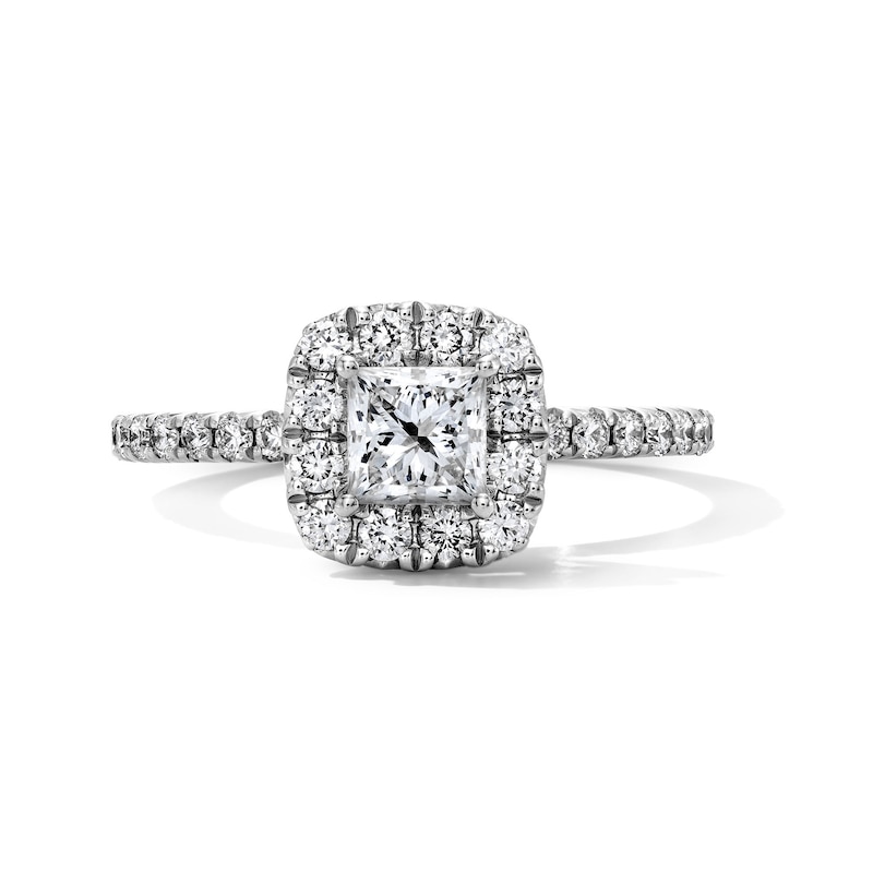 Main Image 1 of Classic Everlasting 1 CT. T.W Princess-Cut Certified Lab-Grown Diamond Frame Engagement Ring in 14K White Gold (F/VS2)