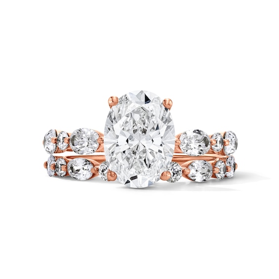 4 CT. T.w. Oval Certified Lab-Grown Diamond Bridal Set in 14K Rose Gold (F/Vs2)