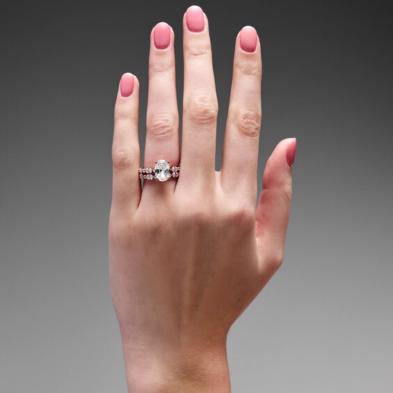 4 CT. T.w. Oval Certified Lab-Grown Diamond Bridal Set in 14K Rose Gold (F/Vs2)